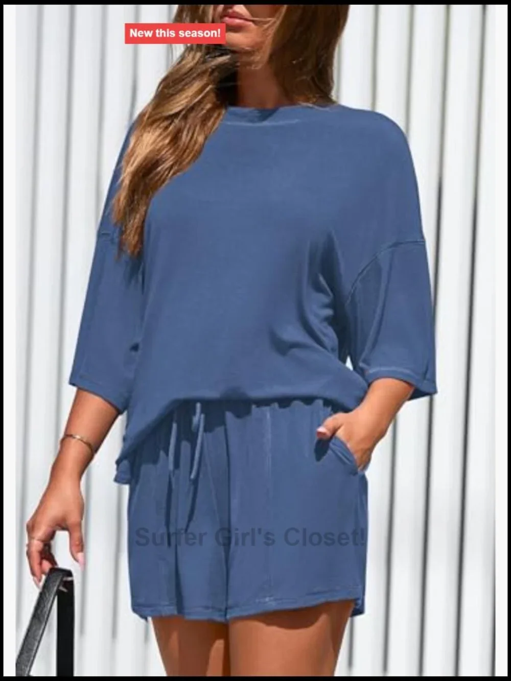 2 Piece Lounge Set Oversized Tee & Shorts with Pockets Matching Travel Outfit